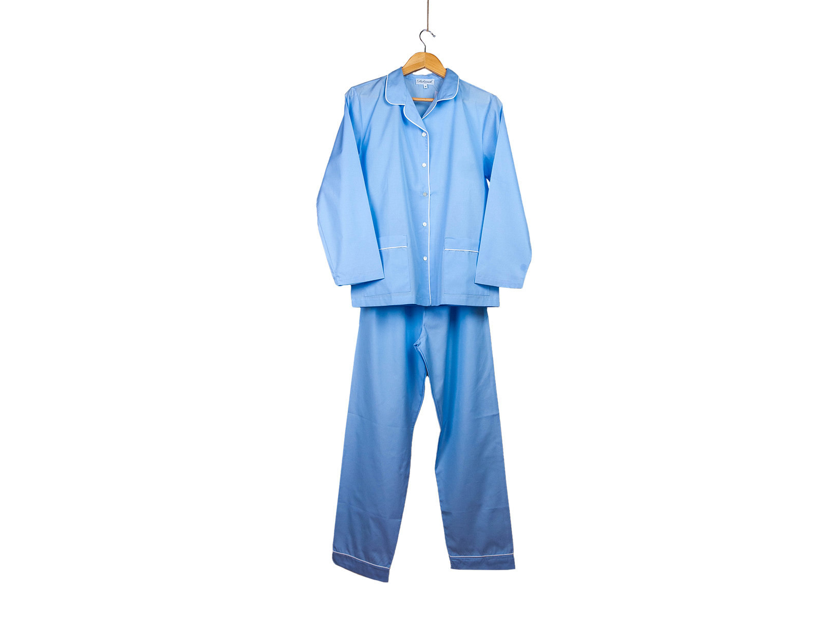Siebaneck, i pigiami artigianali italiani: - donna- mod.191 azzurro profilo bianco 