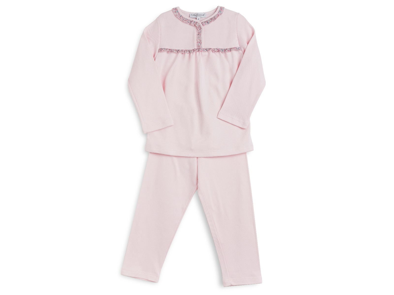 Siebaneck, i pigiami artigianali italiani: - bambina - mod. 101 Bimba rosa /liberty rosa