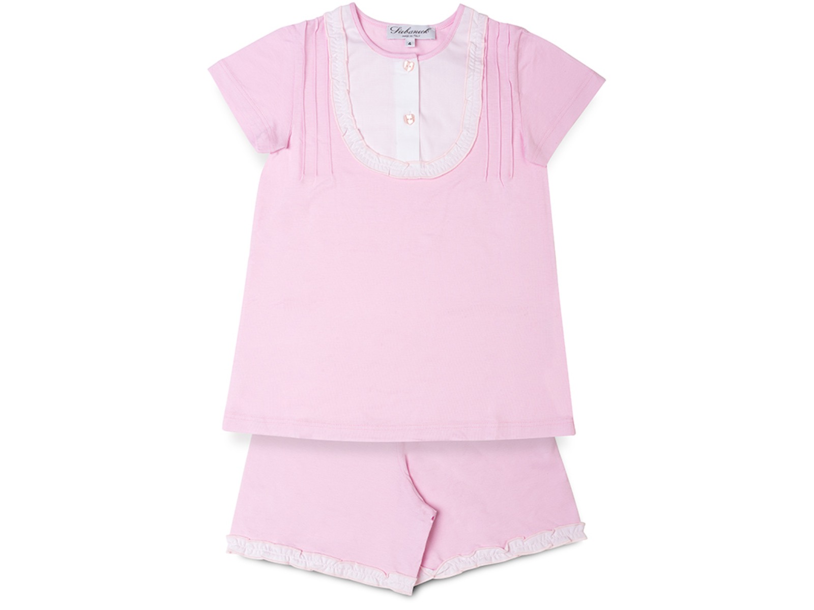 Siebaneck, i pigiami artigianali : - bambina  - mod.23dav rosa-bianco