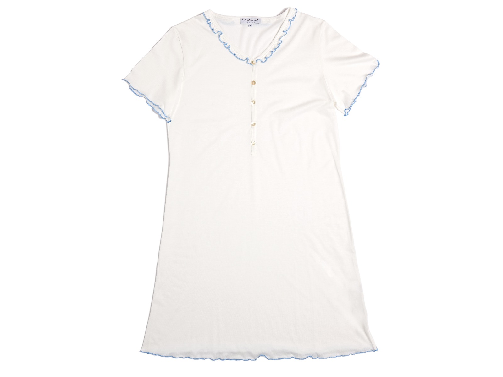 Siebaneck, i pigiami artigianali italiani: - Donna - mod. lilli bianco/azzurri
