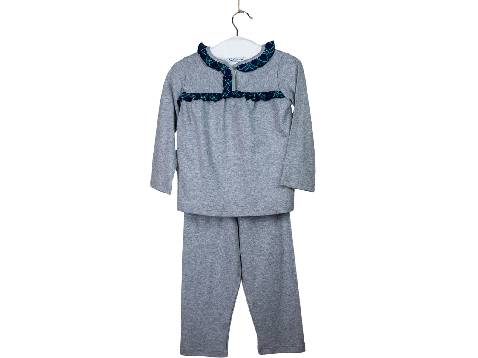 Siebaneck, i pigiami artigianali italiani: - bambina - mod. 101 Bimba grigio/blu