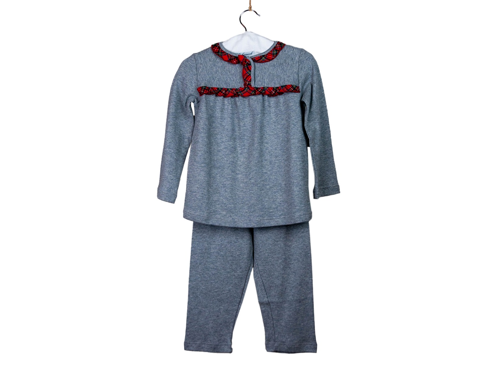 Siebaneck, i pigiami artigianali italiani: - bambina - mod. 101 Bimba grigia/rossa