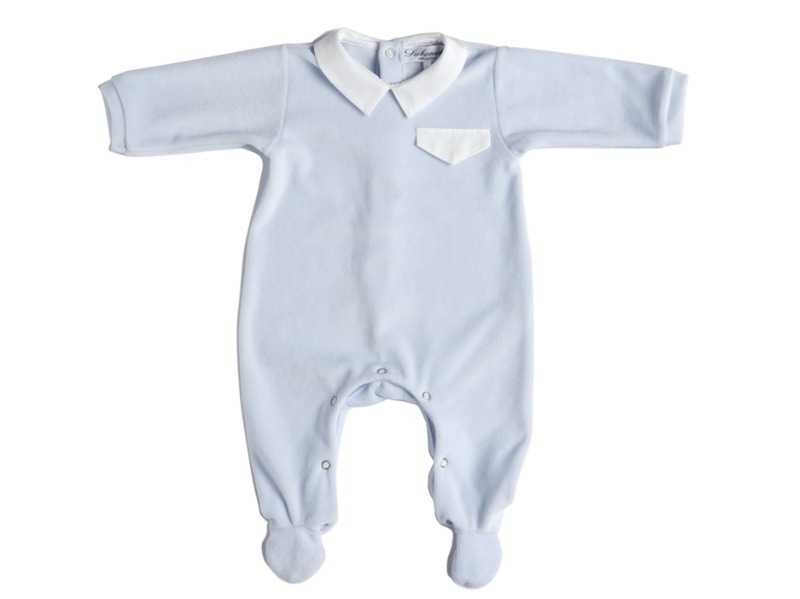 Siebaneck, i pigiami artigianali italiani: - neonato - mod.LEO azzurro