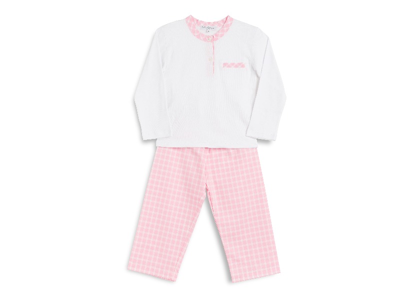 Siebaneck, i pigiami artigianali italiani: - bimba - mod.109 bimba bianco e rosa 