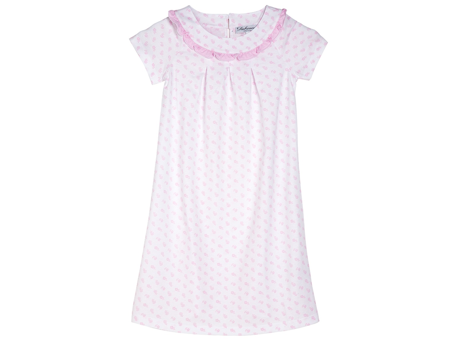 Siebaneck, i pigiami artigianali : -bambina - mod. 129bianca fiorellini rosa
