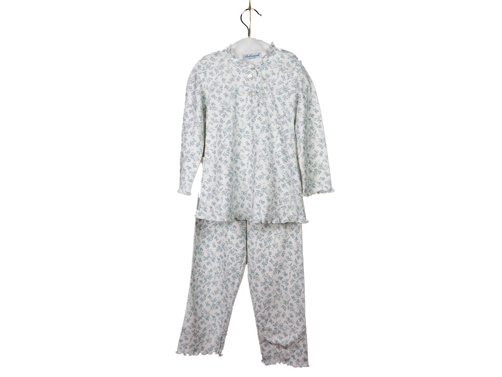 Siebaneck, i pigiami artigianali italiani: - bambina - mod.8 Bis verde salvia 