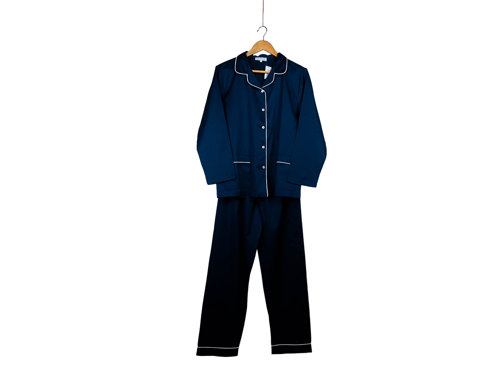 Siebaneck, i pigiami artigianali italiani: - donna- mod.191 blu profilo bianco 