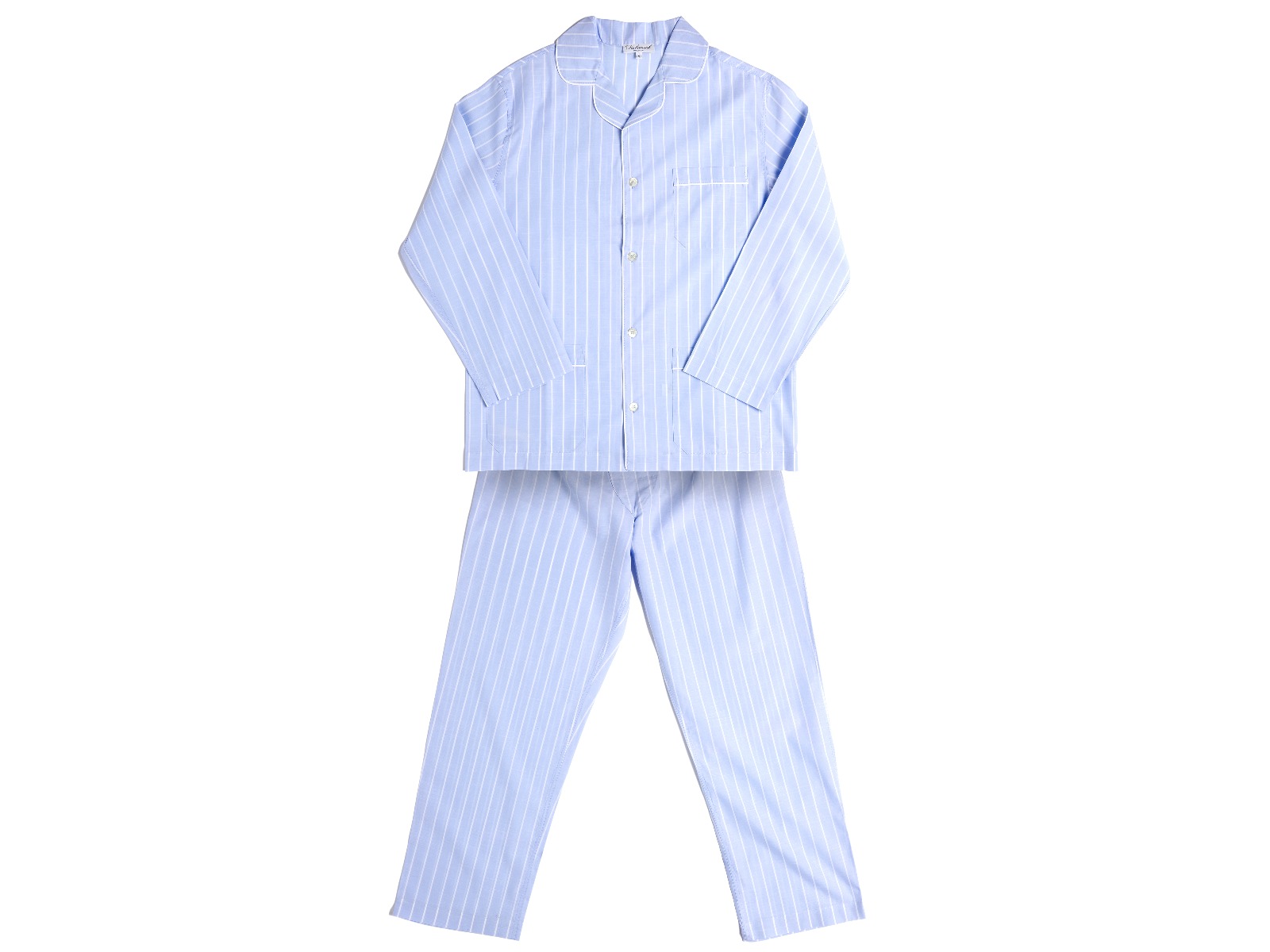 Siebaneck, i pigiami artigianali italiani: - uomo  - mod. 1 Uomo azzurro rigato bianco 