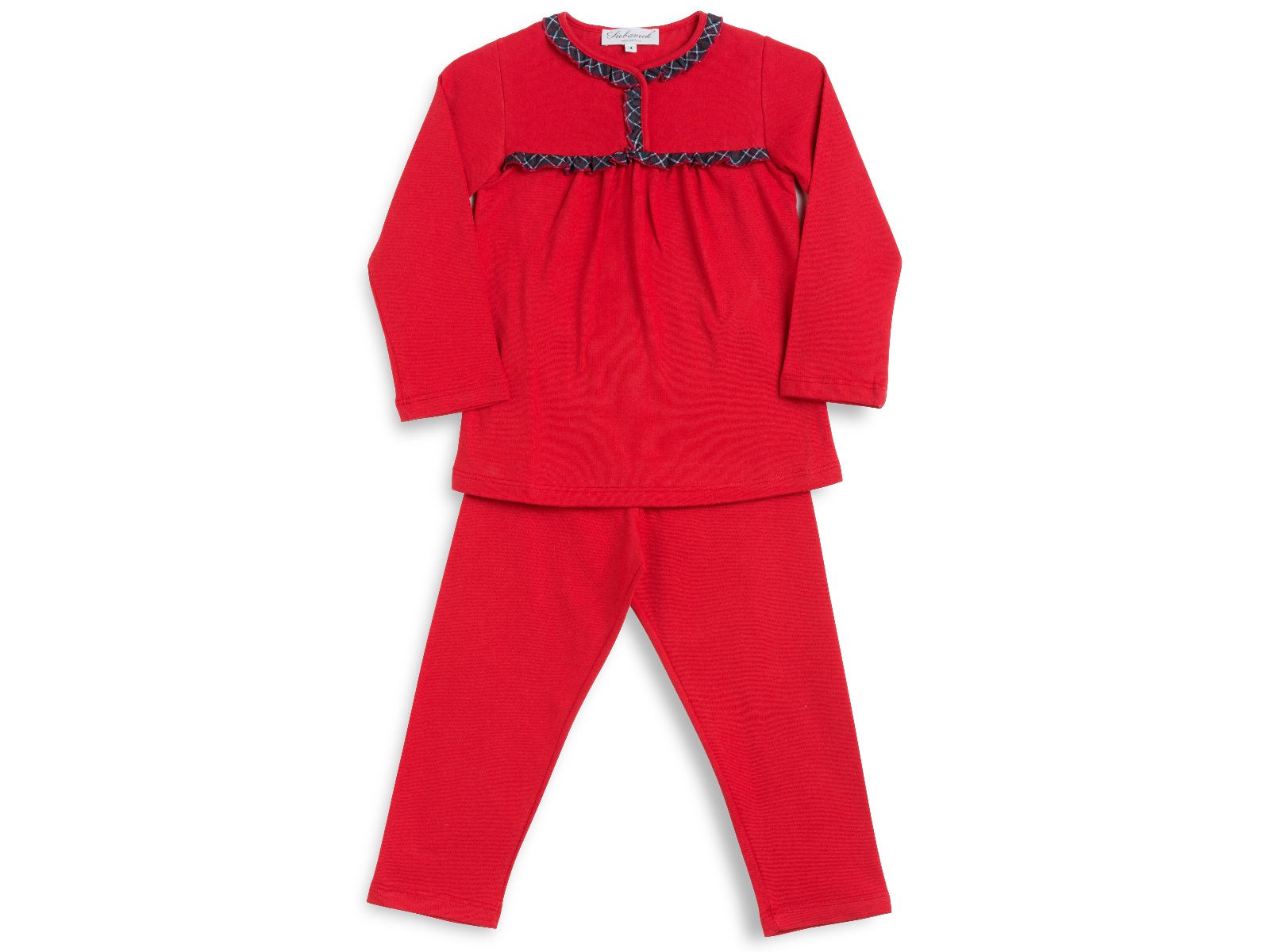 Siebaneck, i pigiami artigianali italiani: - bambina - mod. 101 Bimba rosso/verde