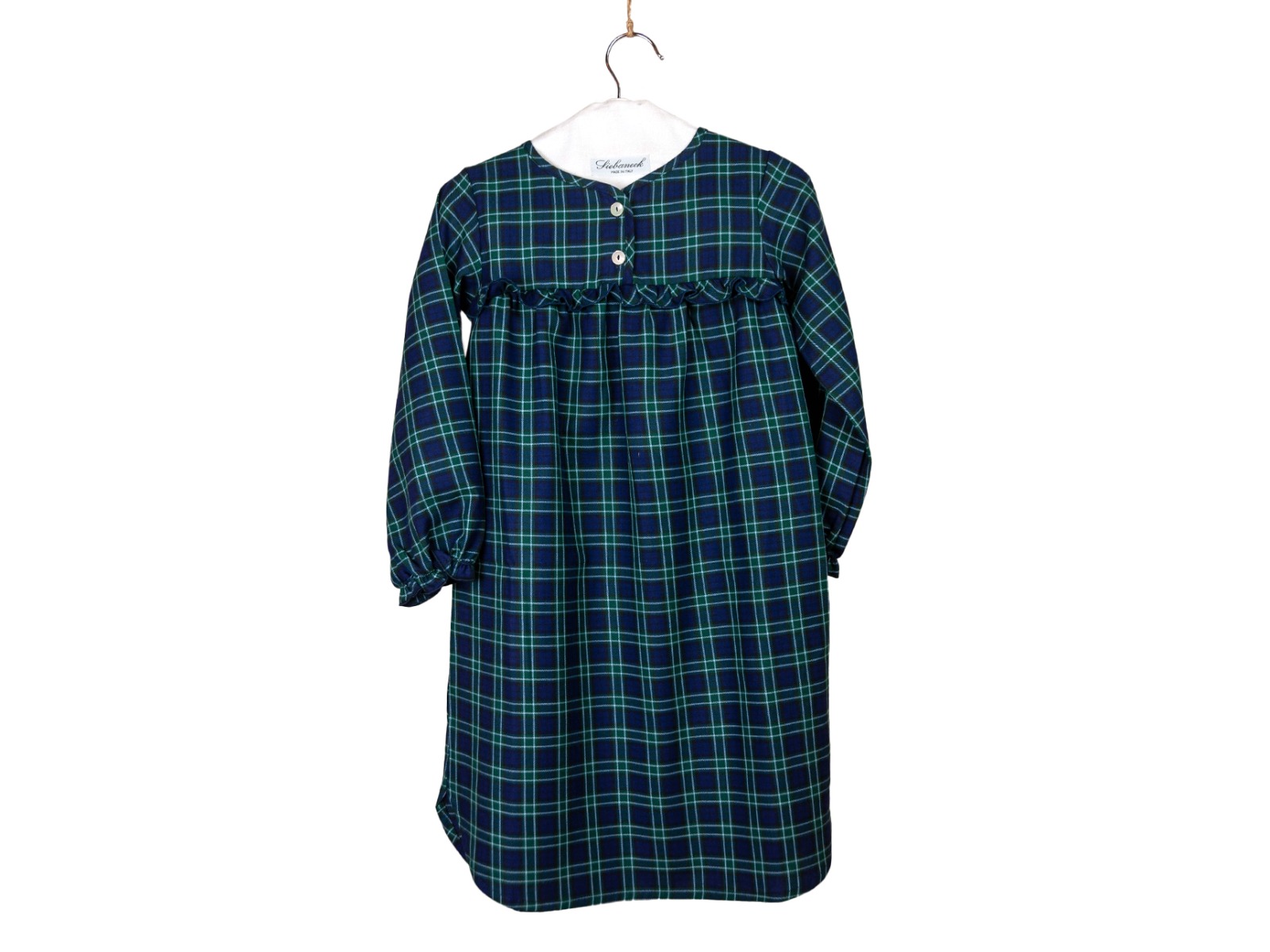 Siebaneck, i pigiami artigianali italiani: - bambina - mod. 89 Bimba blu e verde 