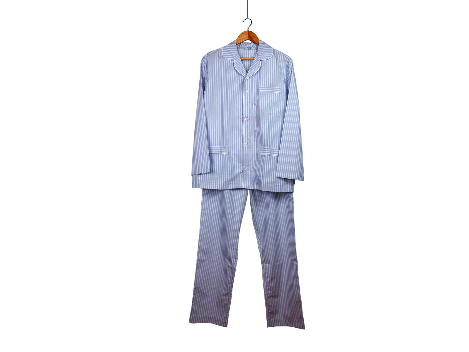 Siebaneck, i pigiami artigianali italiani: - uomo  - mod. 1 Uomo azzurro,grigio e bianco 